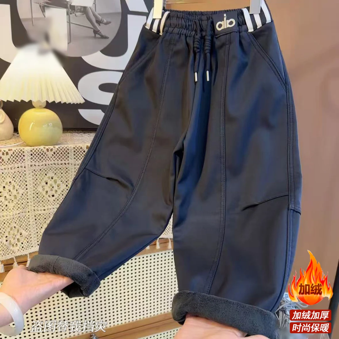 【加绒/不加绒】百搭裤2025新款腰标字母设计中大童洋休闲长裤S9536