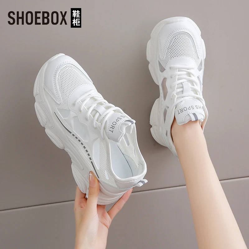SHOEBOX鞋柜ins网面小白鞋女2025夏季新款百搭透气时尚舒适休闲鞋