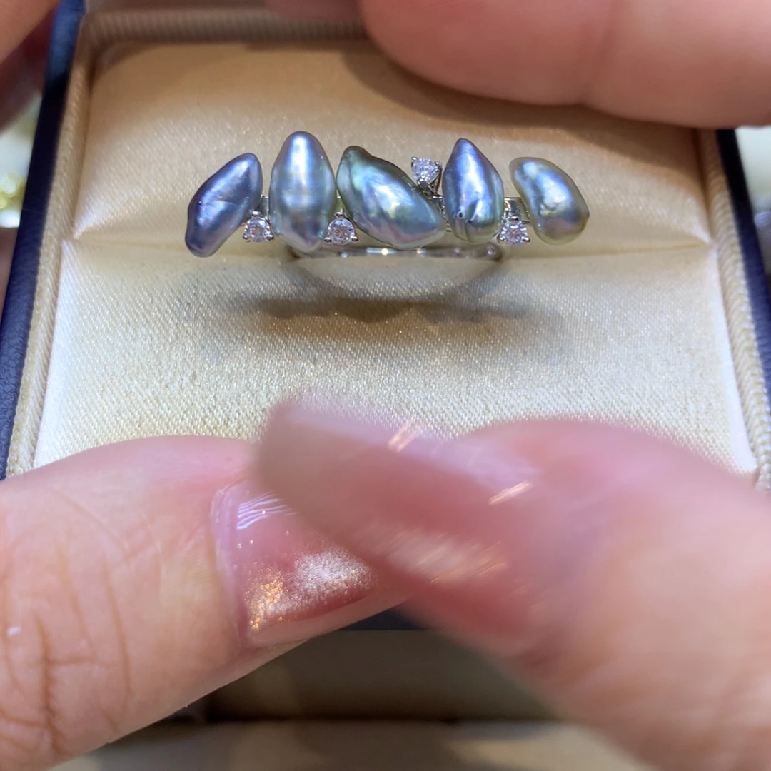 银S925镶嵌戒指海水珍珠