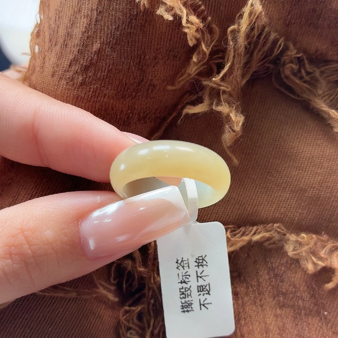 和田玉未镶嵌戒指温柔蜂蜜水细条