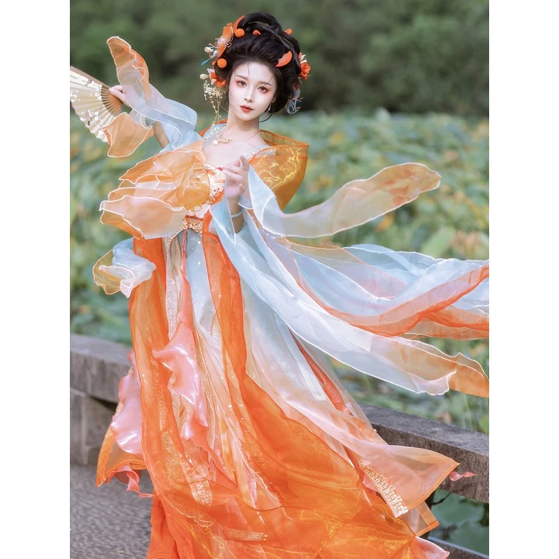 汉服红凌锦鲤新款诃子裙大袖衫刺绣齐胸汉元素国风超仙夏季女套装