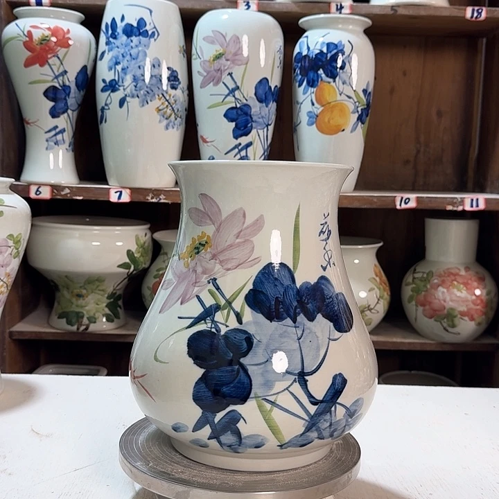 瓶高27青花鱼尾新款陶瓷陶瓷