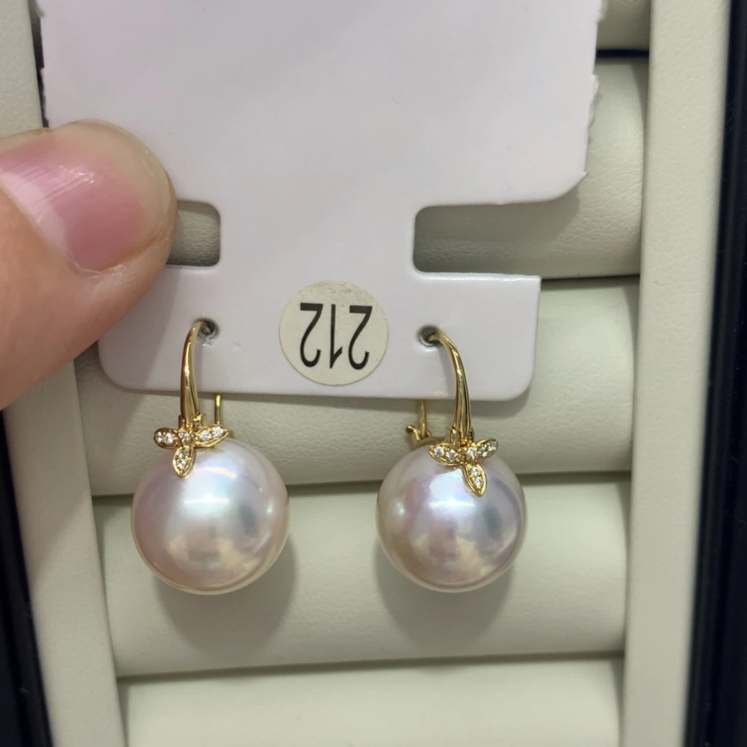 淡水珍珠耳饰18K金镶嵌