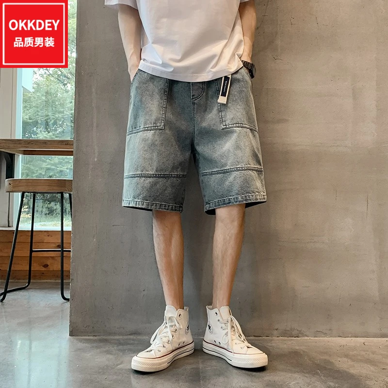 工装牛仔短裤男士夏季新款潮牌宽松直筒裤子高级感痞帅休闲五分裤