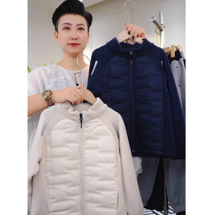 儿童秋冬新款校服神器奥粒绒拼接外套加棉时尚立领保暖中大童百搭