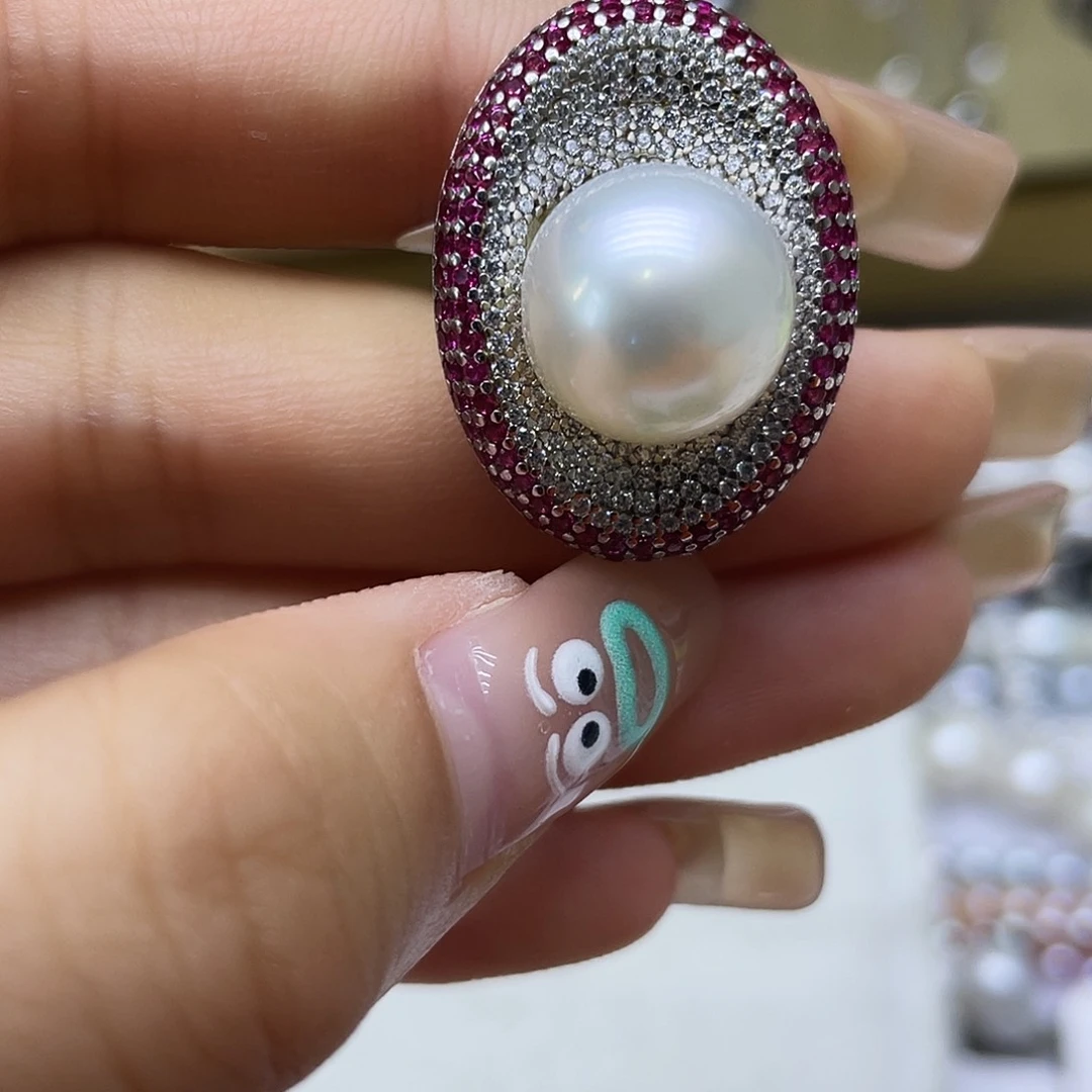 海水珍珠戒指银S925镶嵌