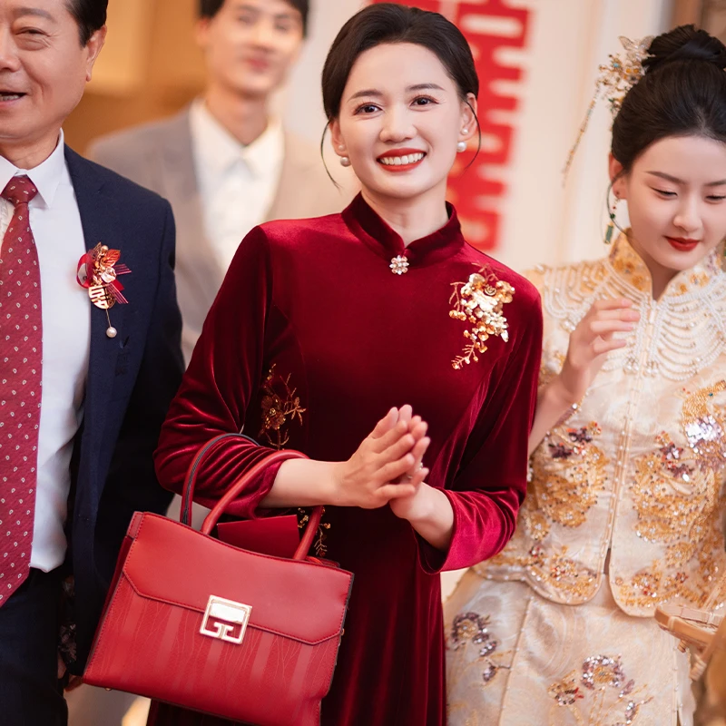 丈母娘结婚礼服高档喜婆婆喜妈妈婚宴装2025新款妈妈装连衣裙服装