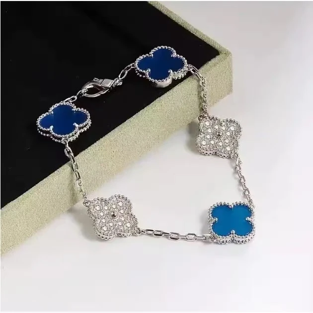 铜合金手链 四叶草手链单花吊坠幸运草锁骨链轻奢百搭气质手链