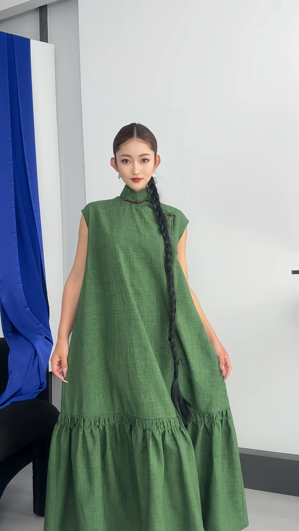 【道日娜】D011- 民族蛋糕飞袖连衣裙 道日娜轻民族风原创设计