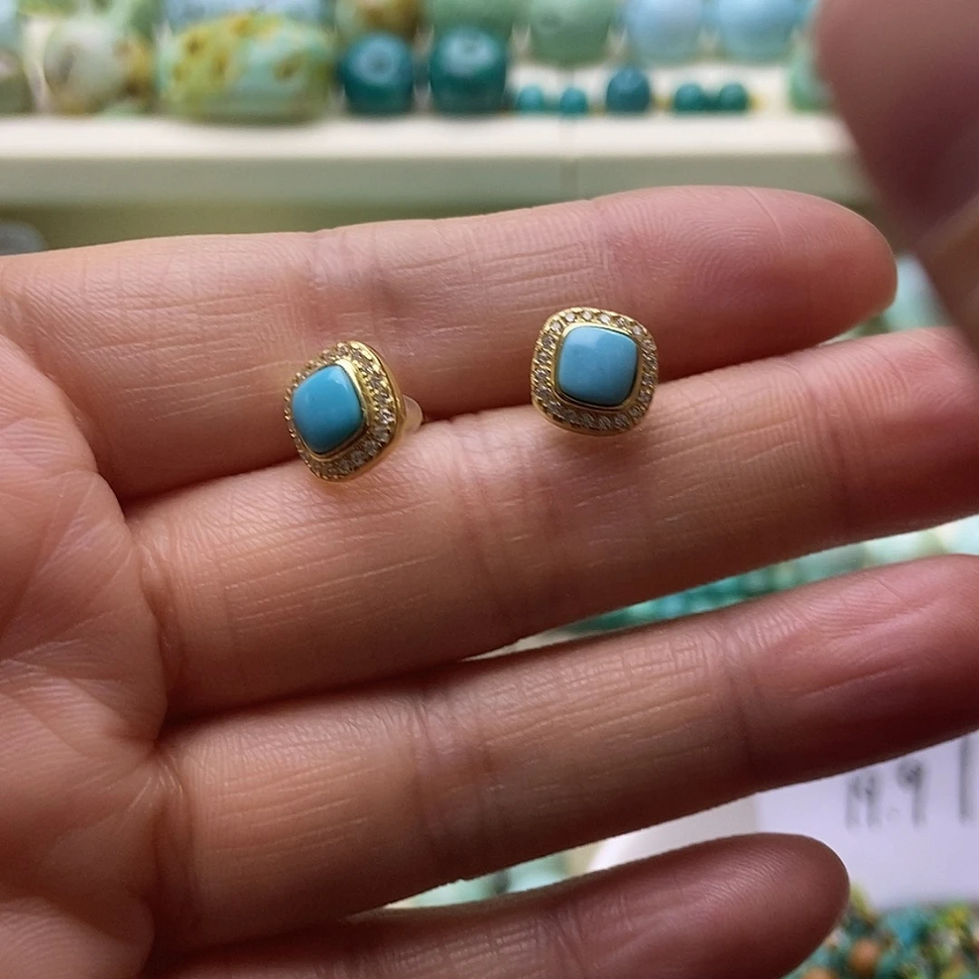 绿松石合金挂件耳钉