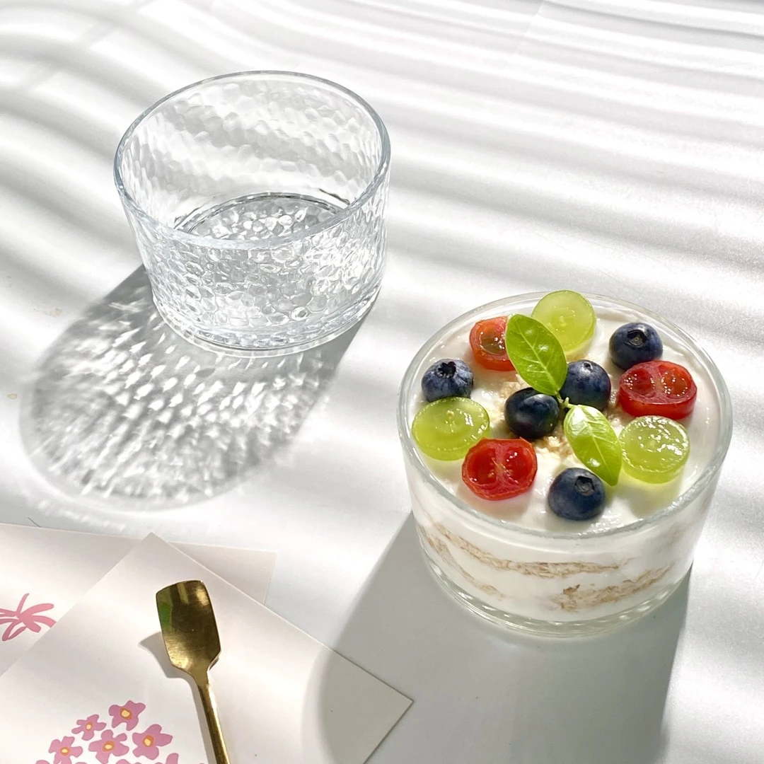 小吃碟玻璃锤纹碗分隔零食小吃盘子家用甜品玻璃碗点心盘分格盘