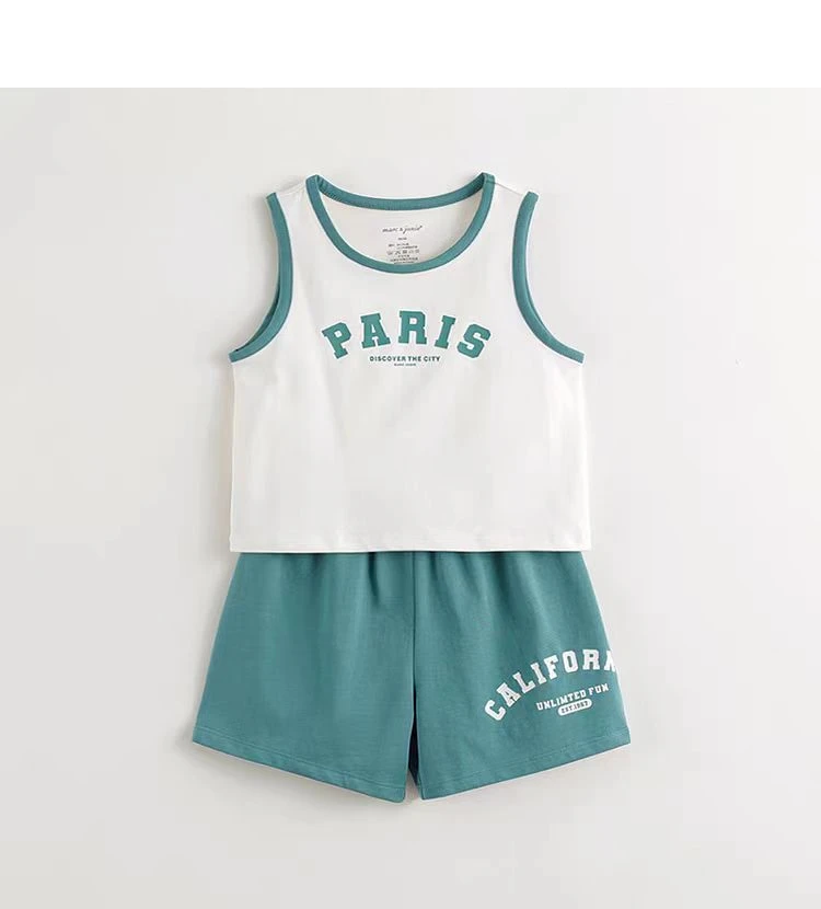 MARC&JANIE/马克珍妮字母男大童透气套装套头无袖休闲常规240511