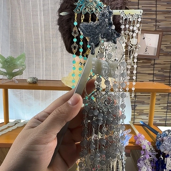 蛇纹石玉合金发饰