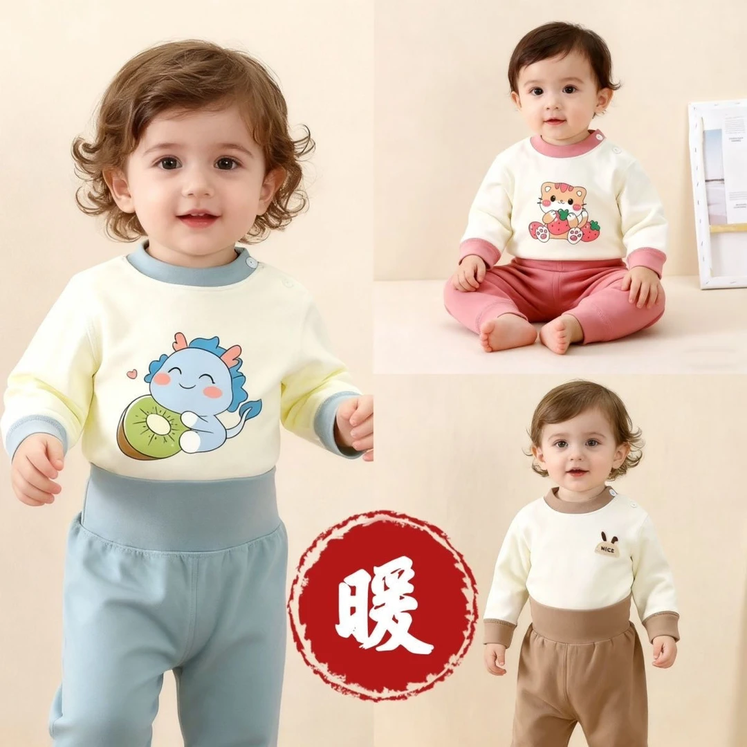 德绒套装婴儿秋冬套装男童秋衣内衣秋裤女宝宝睡衣春秋保暖儿童yw