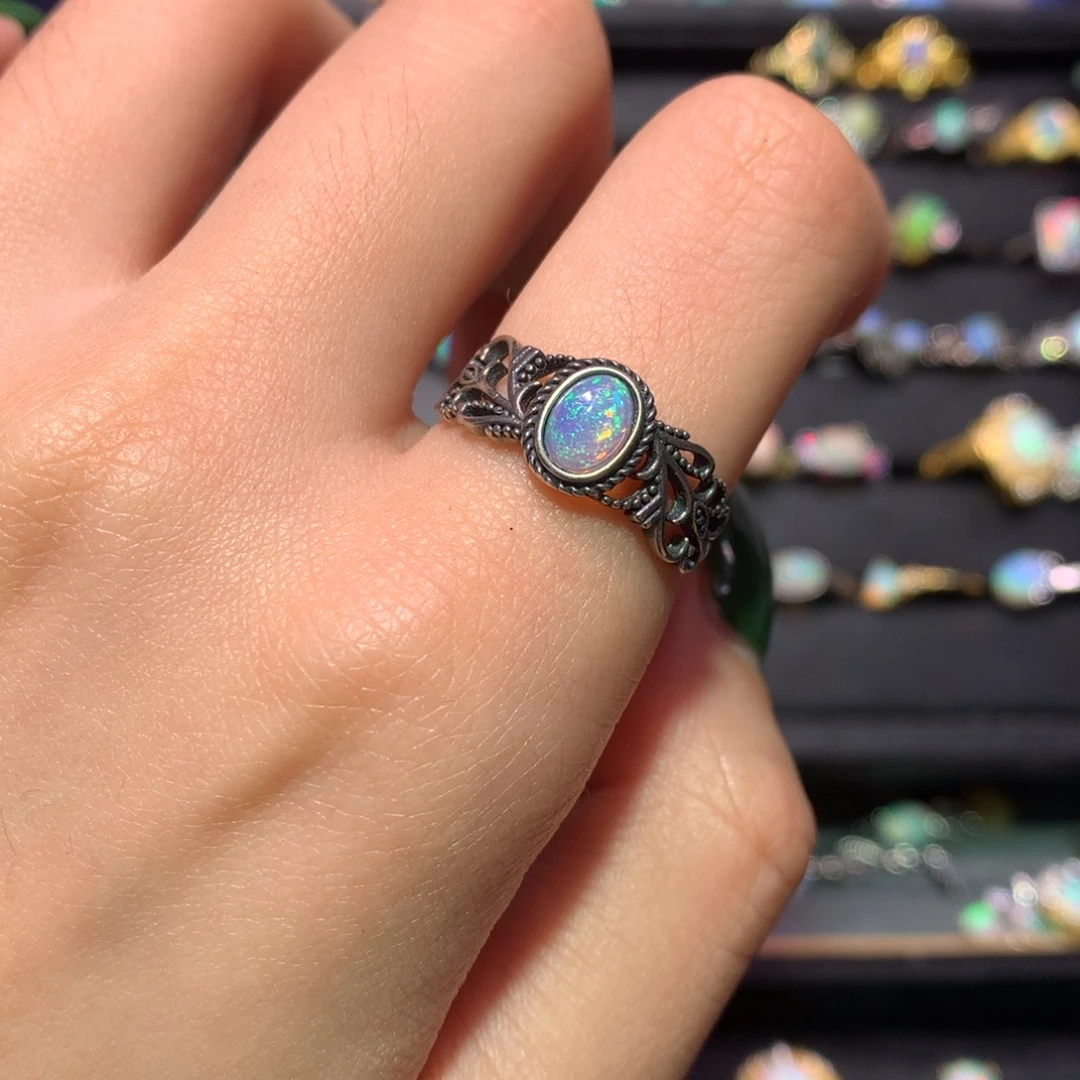 银S925镶嵌欧泊戒指款式