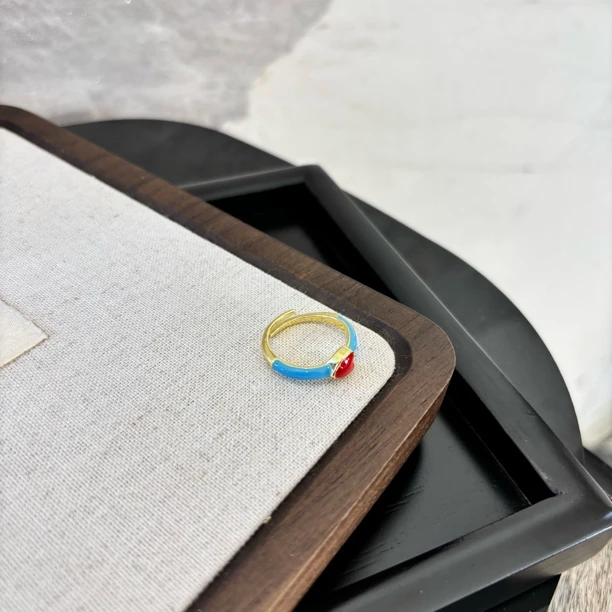 铜合金珐琅戒指 红爱心戒指JZ1764