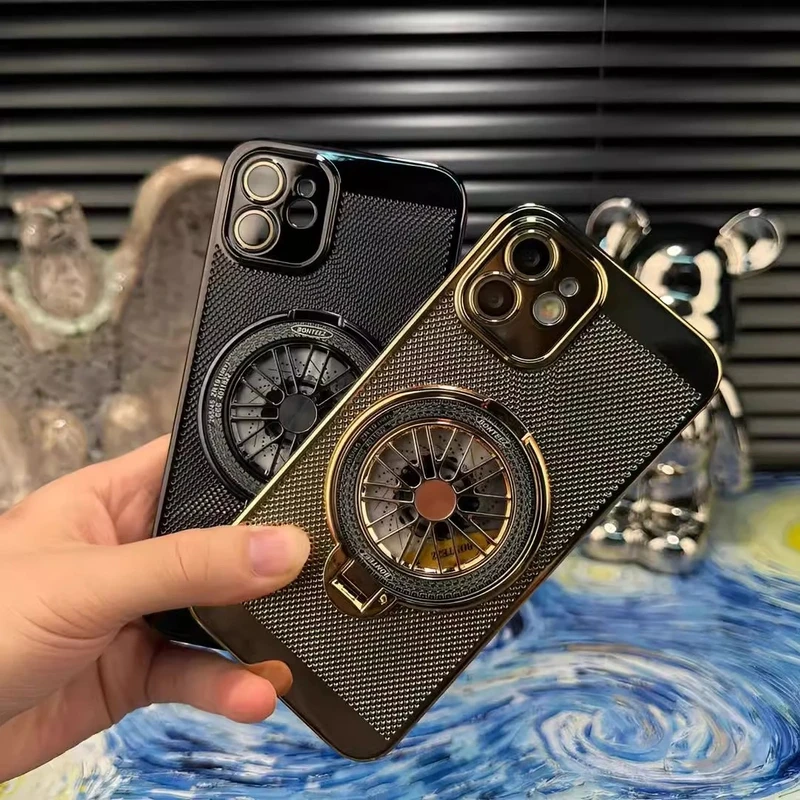 适用【苹果11】【解压支架+高清镜头膜】电镀散热防摔壳