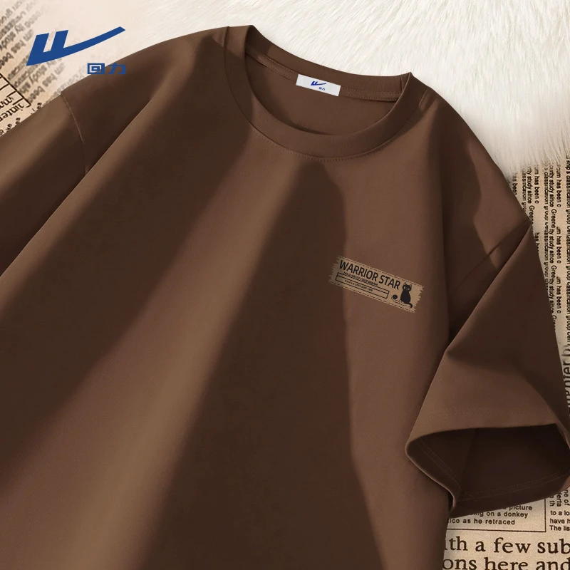 回力美拉德短袖男t恤夏季新款纯棉五分袖男生复古休闲宽松半截袖