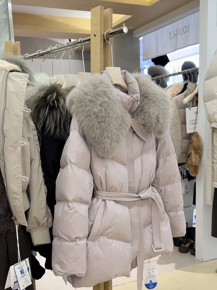 韩系大毛领羽绒服女冬季2025新款中长款加厚独特别致巨好看的外套