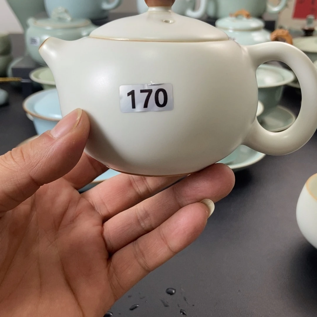 a***k微瑕月白釉西施壶➕杯子