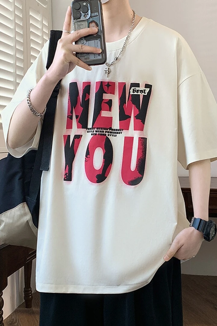 2025新款字母休闲时尚运动宽松韩版个性简单短袖