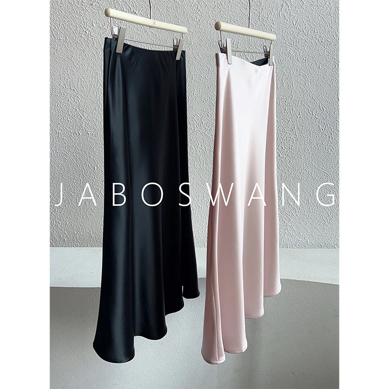 t030 2024新款韩国东大门醋酸缎面显瘦包臀裙子纯色半身裙鱼尾裙