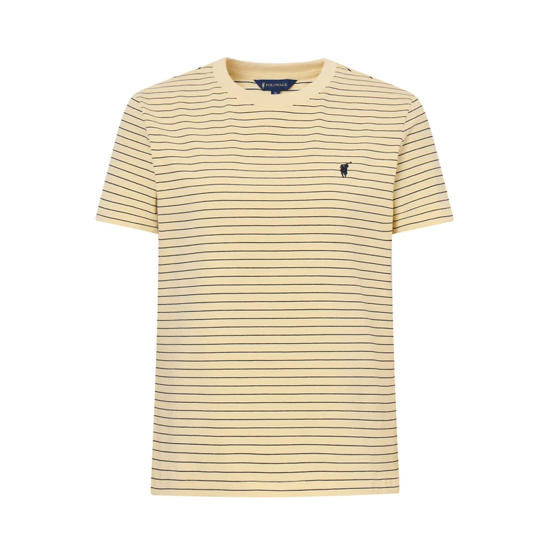 POLOWALK短袖圆领T恤女式2025夏季新品条纹休闲圆领显瘦修身