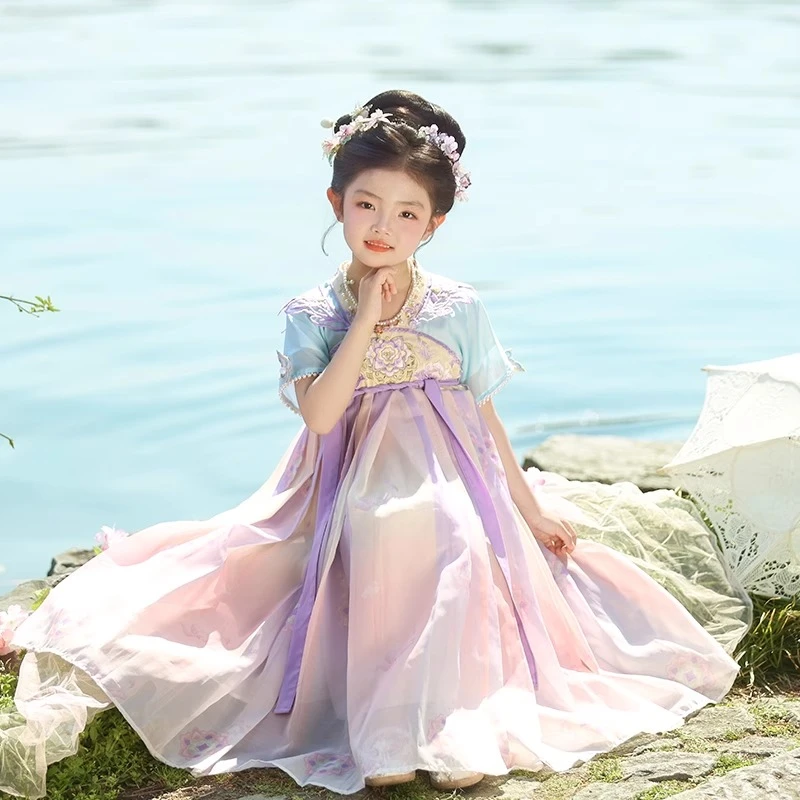 汉服女童2025新款儿童古装超仙小女孩连衣裙夏季国风唐装夏款古风