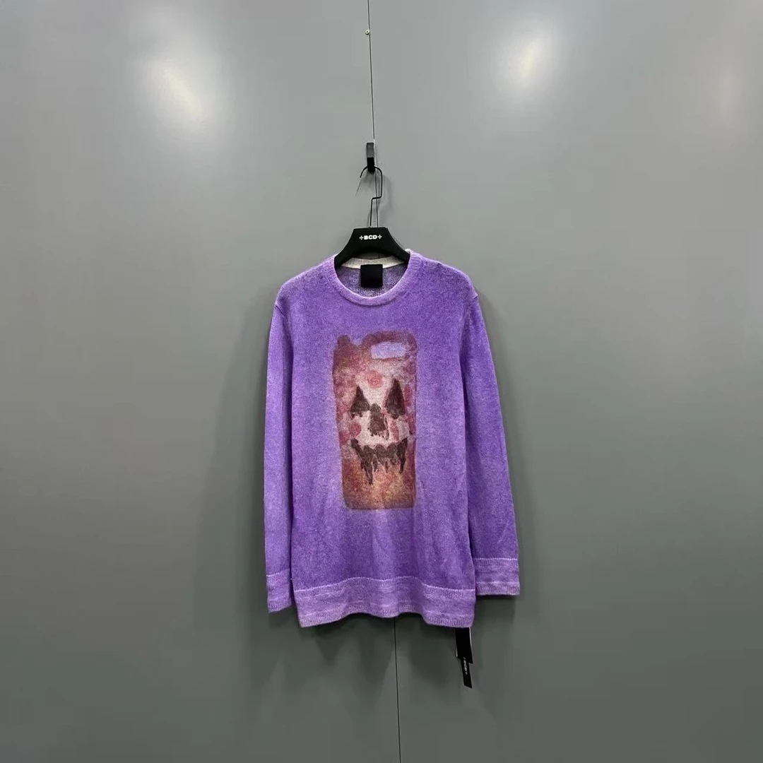 99新 Givenchy/纪梵希 紫色卡通图案长袖针织衫L码//10200