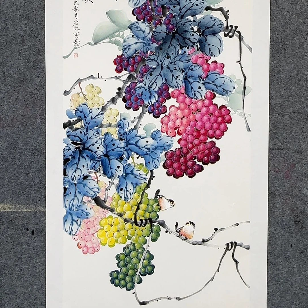 国画100*50纯手绘于往之