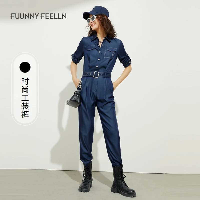 【达人专属】FF||仿佛蓝色工装风设计连衣裤修身显瘦气质FX00096