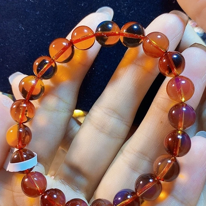 蓝珀未镶嵌珠宝奇石墨西哥红蓝手串8