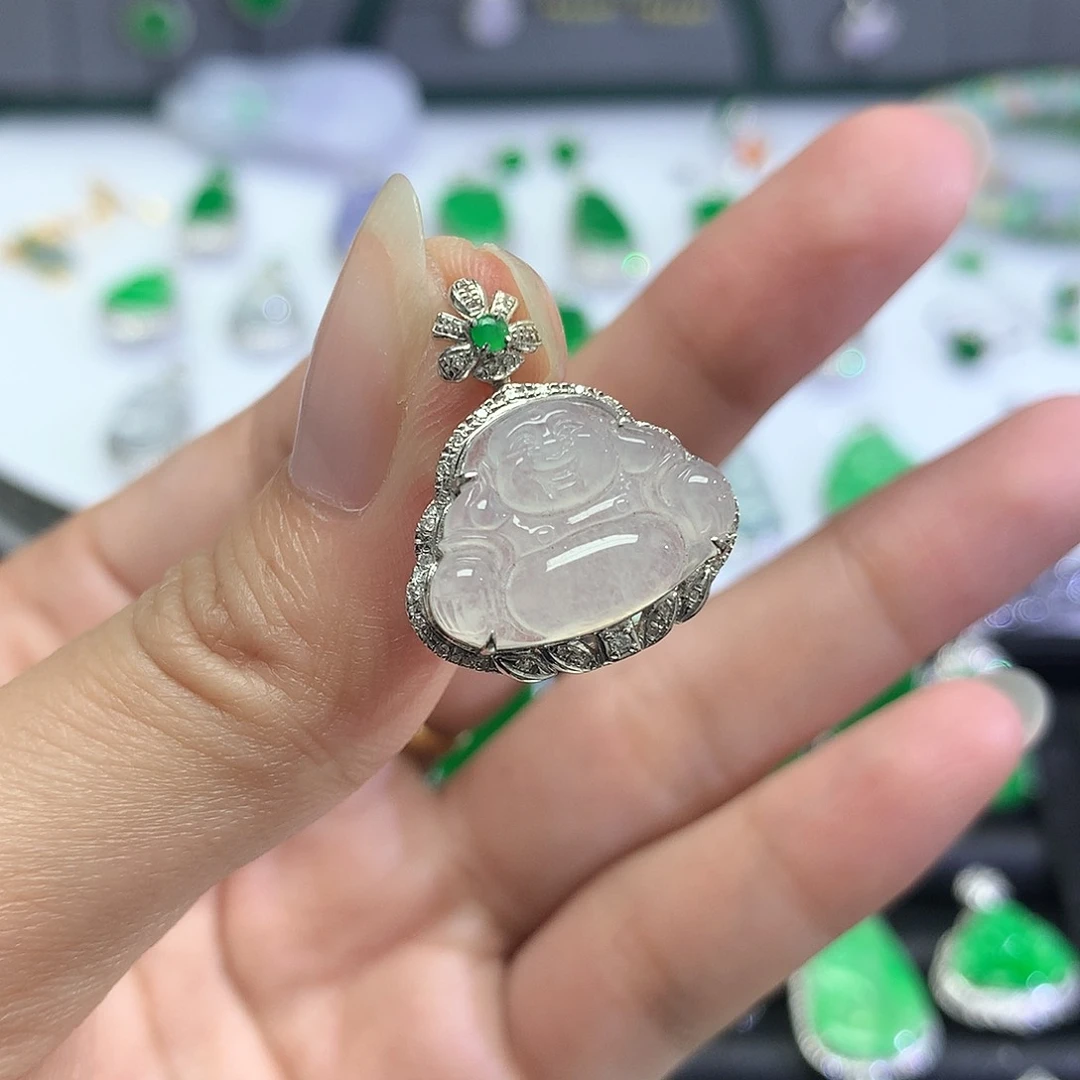 吊坠(不含链)18K金镶嵌翡翠