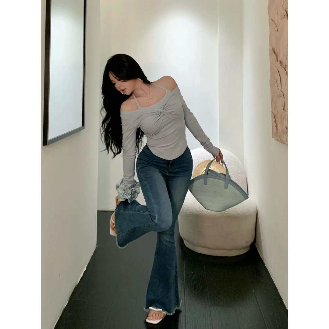 清清MengFairy【勾心波比】纯欲挂脖吊带短款针织开衫套装4852M