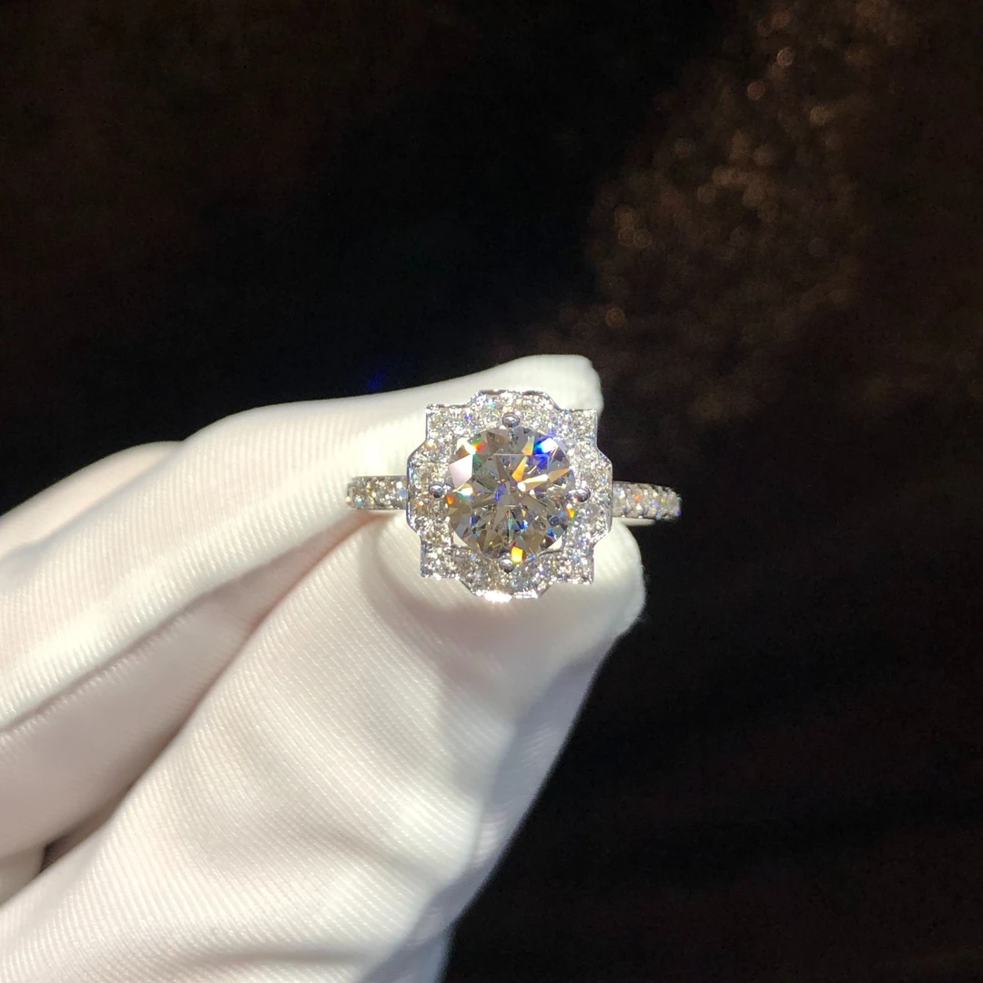 实验室培育钻石18K金镶嵌1克拉钻戒 Belle款 IGI石头 小众时尚