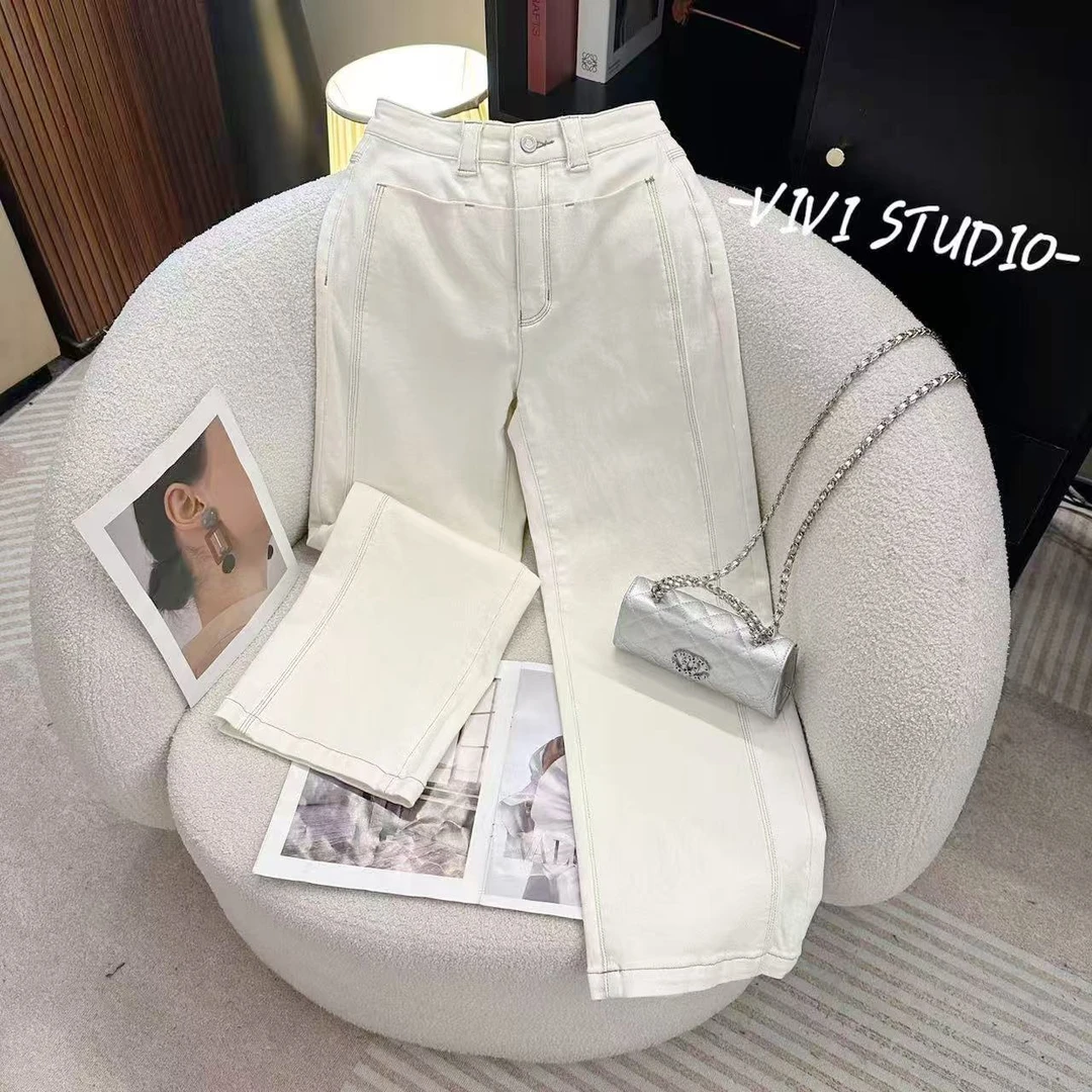 【直筒裤】2025年新款宽松时尚休闲显腿长直筒牛仔裤-K1381