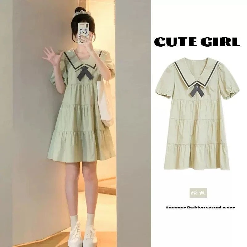 哥弟阿玛施正品2025新款夏季学院风娃娃领公主裙韩系风格穿搭小众