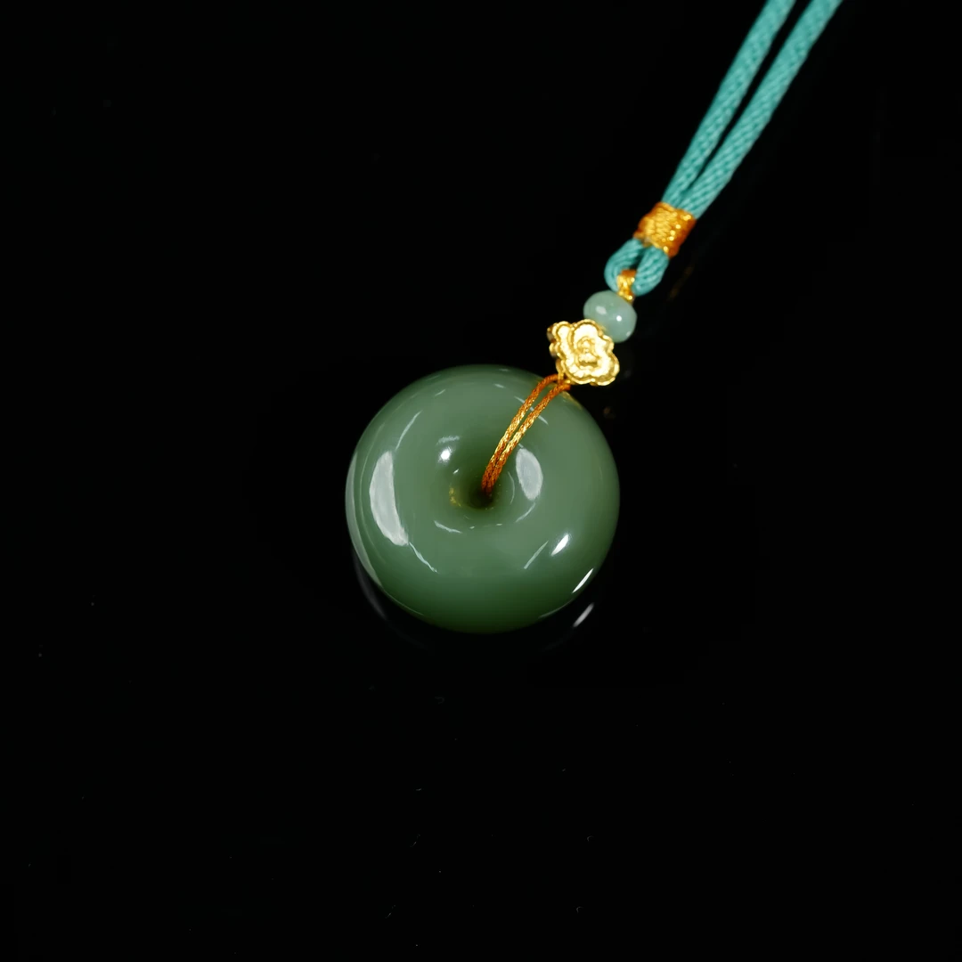 【小涵专属】18K和田玉粉青平安扣吊坠 11*24 KV0030097