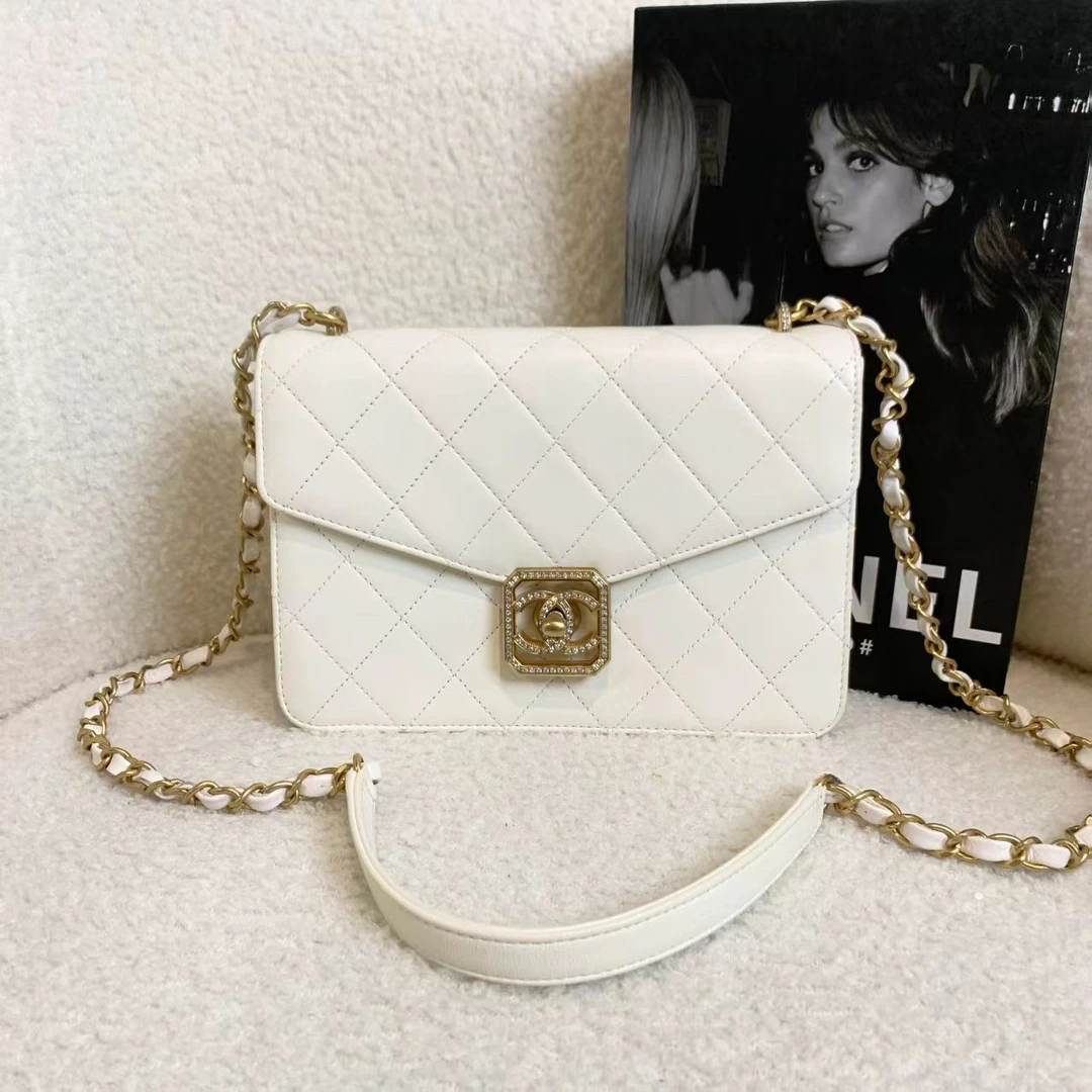 99新 Chanel/香奈儿 壹臻/白金羊钻扣风琴包 46368479