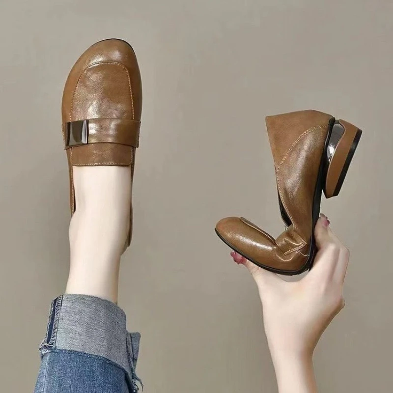 2025春夏爆款时尚百搭乐福鞋透气舒适女鞋防滑软底软面单鞋