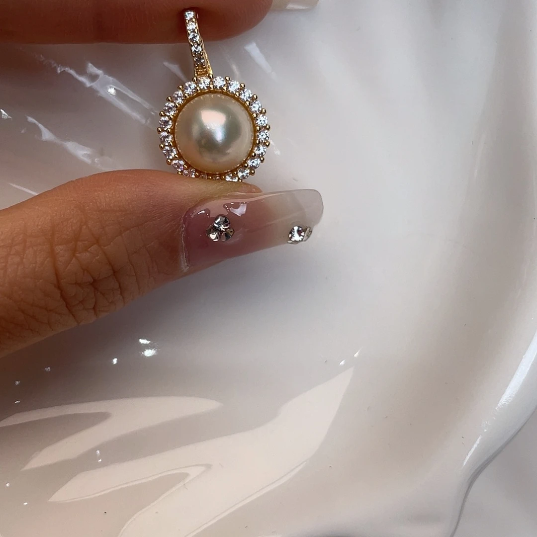 银S925镶嵌海水珍珠吊坠(不含链)