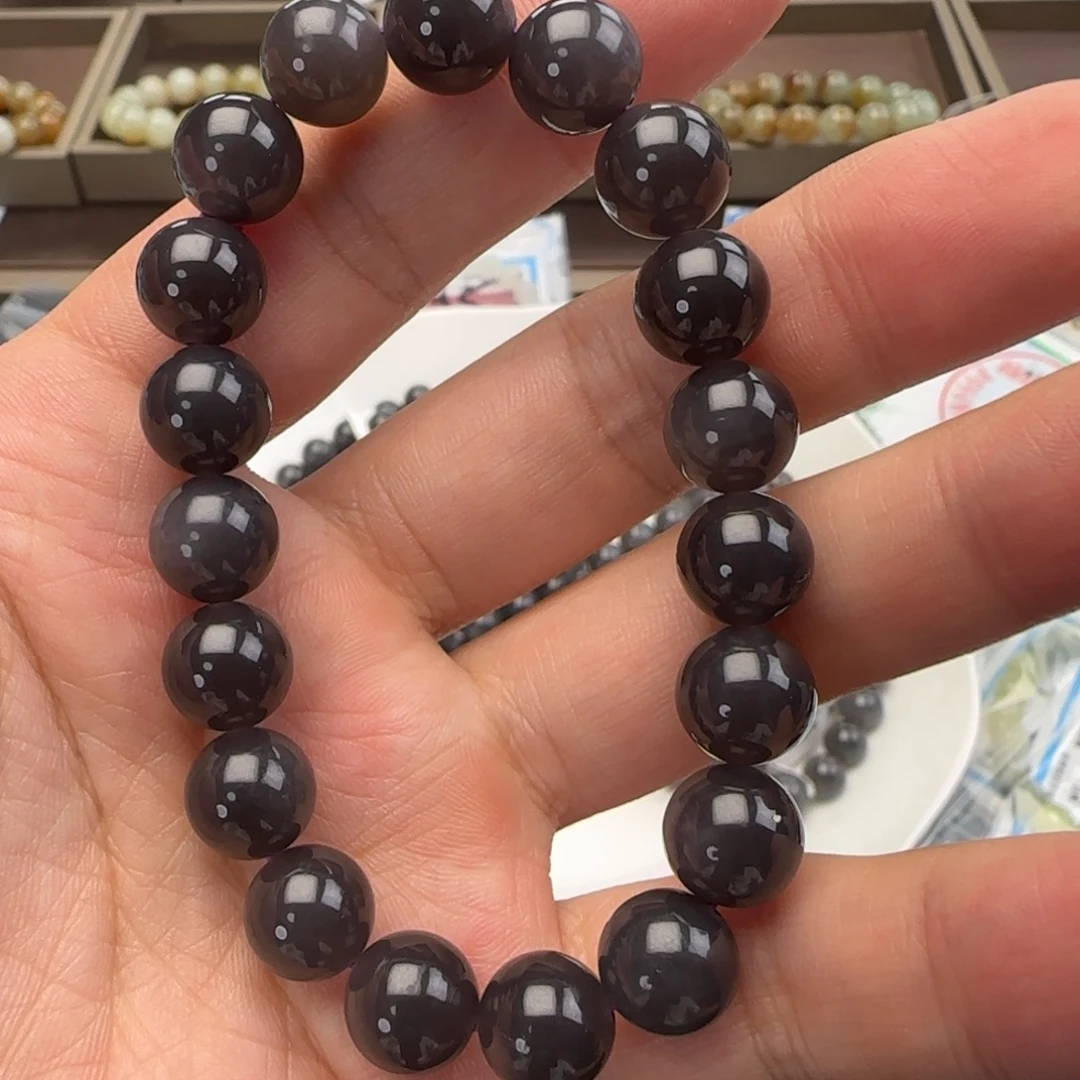 和田玉未镶嵌手链卡10帝王紫，54