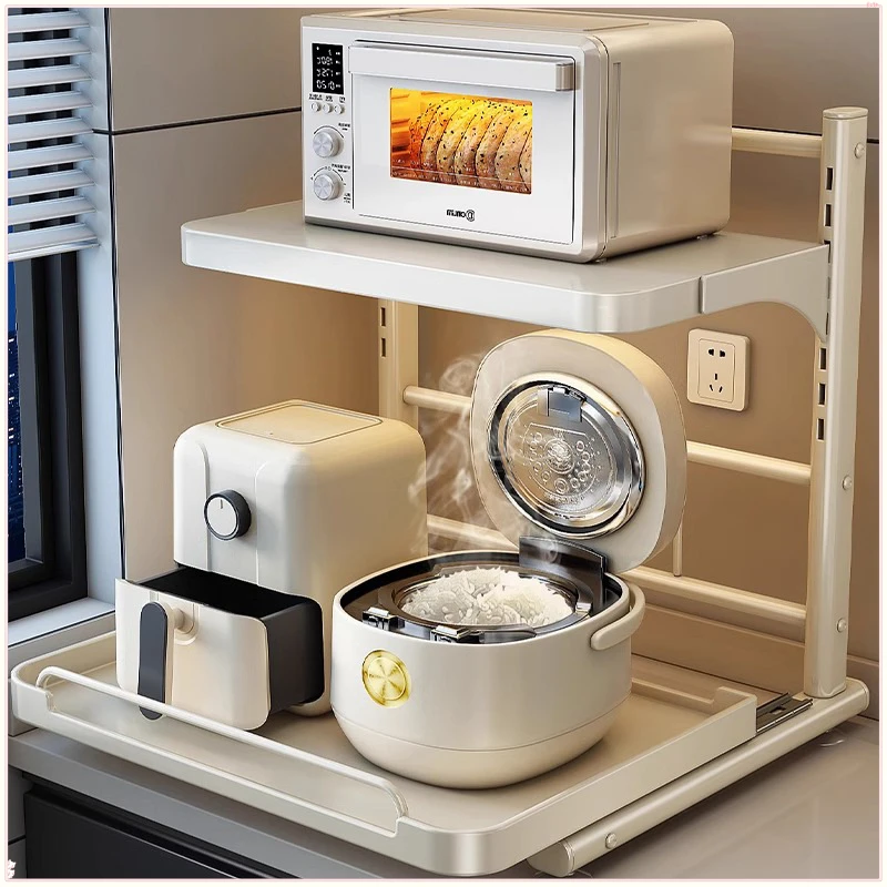 抽拉式电饭煲置物架厨房多功能台面放烤箱电器微波炉一收纳架子