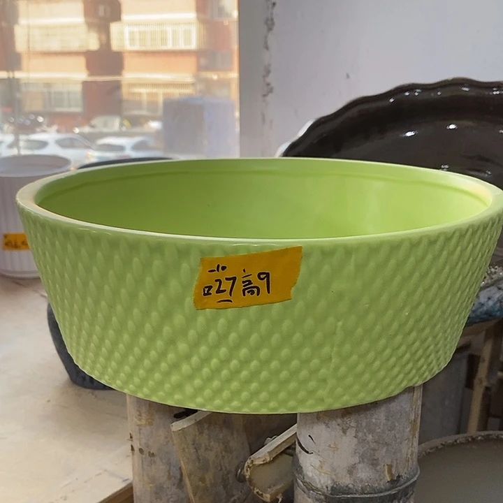 陶盆有孔 瑕疵针孔漏釉介意勿拍外口 27外高9