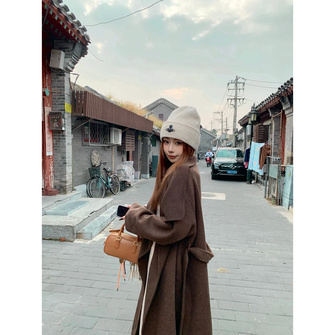 野生辣辣 财阀女主 慵懒廓形双面呢外套秋冬微胖mm大码大衣女