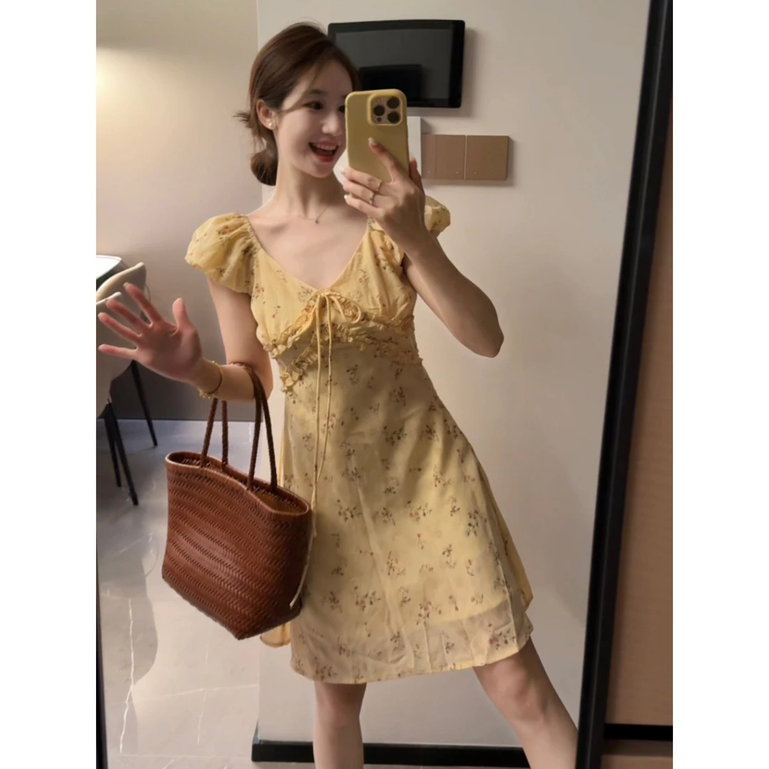 【南法少女】法式温柔风碎花连衣裙夏季优雅收腰显瘦气质长裙