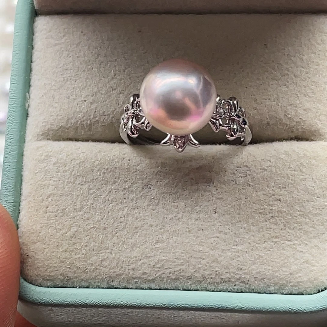 银S925镶嵌戒指淡水珍珠