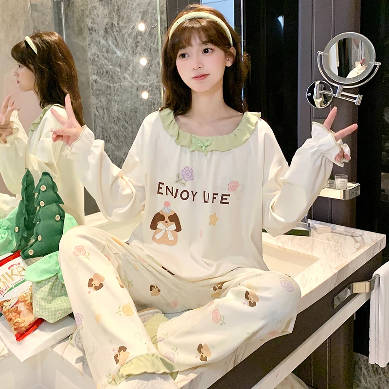 睡衣女大童春秋季纯棉长袖长裤12少女孩13岁家居服15初中学生套装