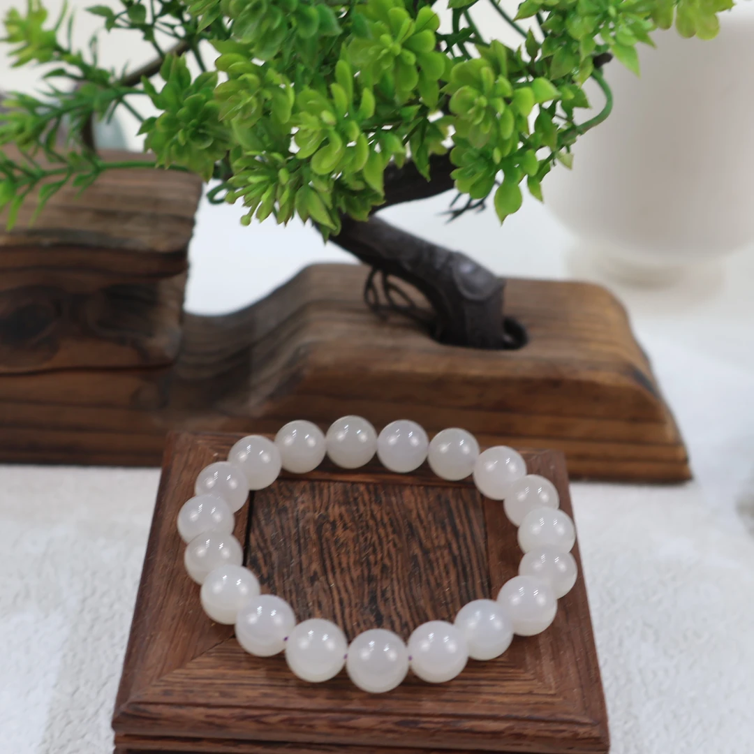 （玉尚）高冰浅烟紫女士冰润手串9.8 - 10mm单圈百搭玉手串