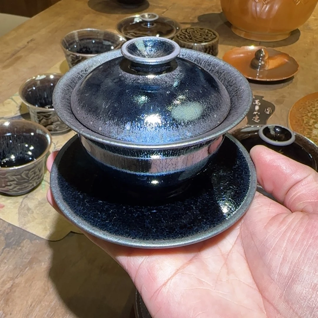 茶盏3号和远建盏精品玄色盖碗